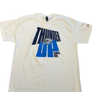 OKC Thunder Playoff 2025 White Thunder Up Adult XL Tee